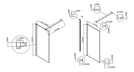 Душевая перегородка Vincea Walk-In VSW-1HS800CL, 800x2000, хром, стекло прозрачное