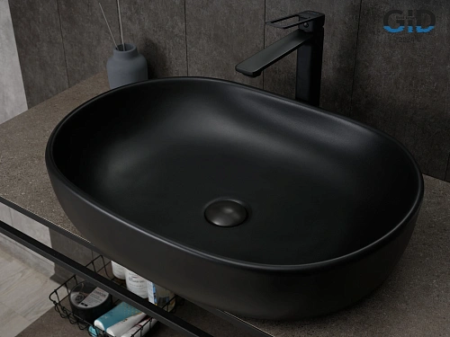 Раковина Gid Bm9026a 53369 накладная черная матовая 60x40x15 Раковина Gid Bm9026a 53369 накладная черная матовая 60x40x15