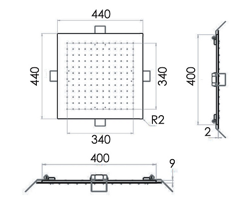 Верхний душ Remer 357EFS44 потолочный 44 см Верхний душ Remer 357EFS44 потолочный 44 см