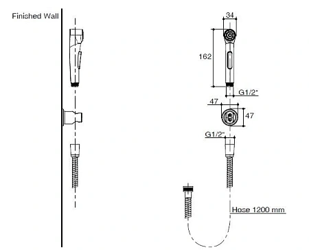 Гигиеническая лейка Jacob Delafon Elate шланг, держатель E97258-CP Гигиеническая лейка Jacob Delafon Elate шланг, держатель E97258-CP