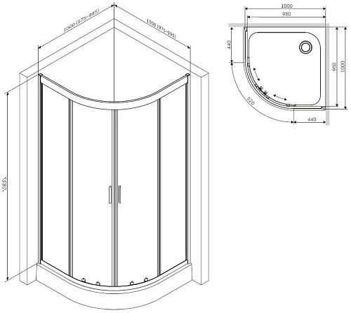 Душевой уголок AM.PM Gem W90G-401-100WT 100х100, стекло прозрачное, профиль матовое серебо,без поддо Душевой уголок AM.PM Gem W90G-401-100WT 100х100, стекло прозрачное, профиль матовое серебо,без поддо