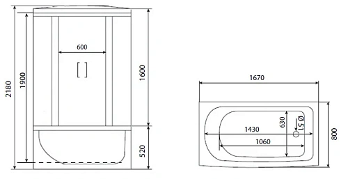 Душевая кабина Timo eco TE-0770 168x80x218, турецкая баня хамам Душевая кабина Timo eco TE-0770 168x80x218, турецкая баня хамам