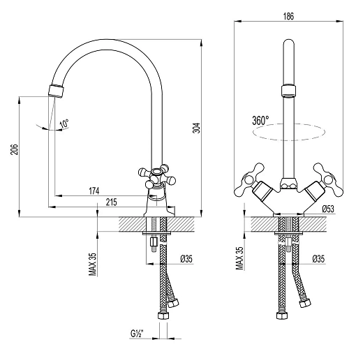 Смеситель для кухни Lemark Standard LM2105C, хром Смеситель для кухни Lemark Standard LM2105C, хром