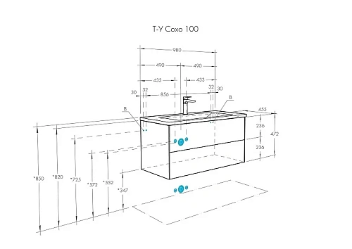 Тумба под раковину Aquaton Сохо 100 дуб веллингтон, графит софт 1A258201AJA00 Тумба под раковину Aquaton Сохо 100 дуб веллингтон, графит софт 1A258201AJA00