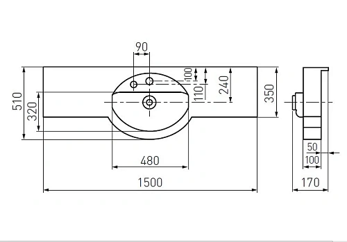 Раковина Aquaton Отель 5/150 1A70133NOT010 с навесами Раковина Aquaton Отель 5/150 1A70133NOT010 с навесами