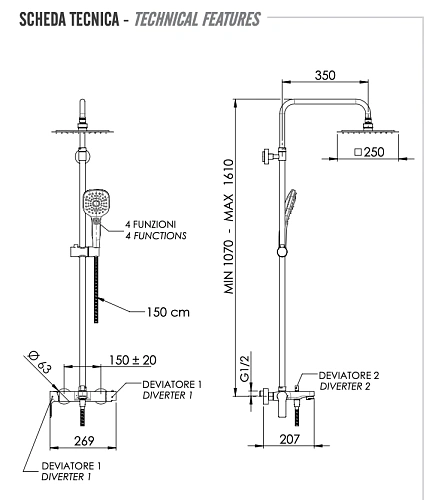 Душевая система Remer Energy EY34A8CPUFD25G Душевая система Remer Energy EY34A8CPUFD25G