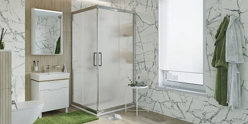 Душевой уголок STWORKI Дублин 90x90 см профиль хром глянец, стекло матовое 465098 Душевой уголок STWORKI Дублин 90x90 см профиль хром глянец, стекло матовое 465098