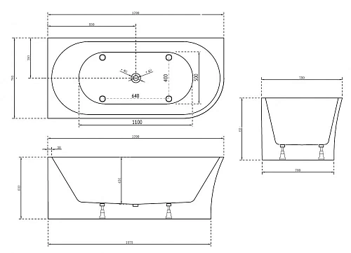 Акриловая ванна ABBER AB9257-1.7 L 170x78 левосторонняя, белая Акриловая ванна ABBER AB9257-1.7 L 170x78 левосторонняя, белая