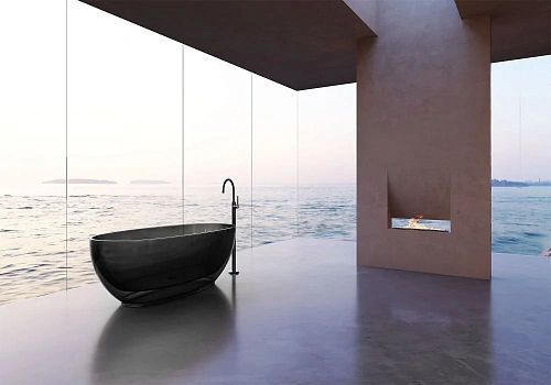 Ванна отдельностоящая ABBER AT9703Onyx 170x75 универсальная, черная полиэфирная смола Ванна отдельностоящая ABBER AT9703Onyx 170x75 универсальная, черная полиэфирная смола