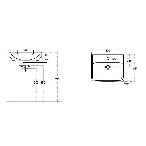 Раковина Sanovit NEON 50 Раковина Sanovit NEON 50
