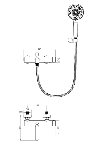 Смеситель для ванны Wonzon & Woghand черный матовый (WW-88639017-MB) Смеситель для ванны Wonzon & Woghand черный матовый (WW-88639017-MB)