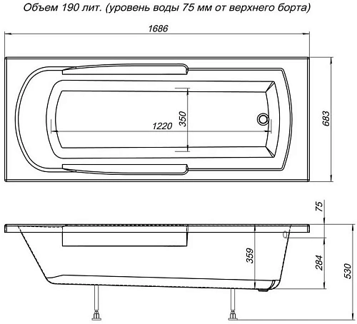 Акриловая ванна Aquanet Extra 170x70 00203931 Акриловая ванна Aquanet Extra 170x70 00203931