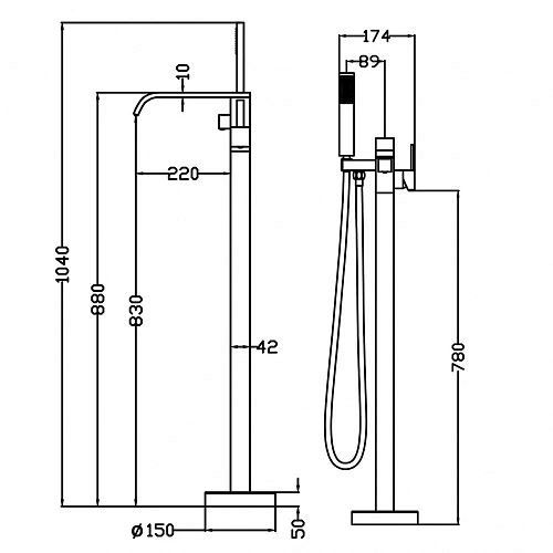 Смеситель для ванны Swedbe Spira 4001 напольный Смеситель для ванны Swedbe Spira 4001 напольный