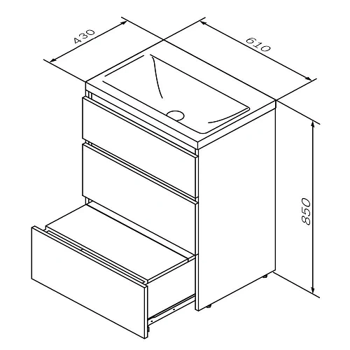 Тумба под раковину AM.PM Gem S M91FSX0602GM S, напольная, 60 см, графит матовый Тумба под раковину AM.PM Gem S M91FSX0602GM S, напольная, 60 см, графит матовый
