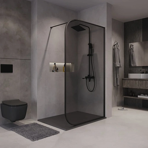 Душевая перегородка Niagara Nova NG-689-12TBLACK (120x200) черный матовый, стекло тонированное Душевая перегородка Niagara Nova NG-689-12TBLACK (120x200) черный матовый, стекло тонированное