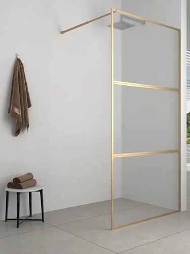 Душевая перегородка Aquanet 80x200 SW-800GST профиль золото, прозрачное стекло Душевая перегородка Aquanet 80x200 SW-800GST профиль золото, прозрачное стекло