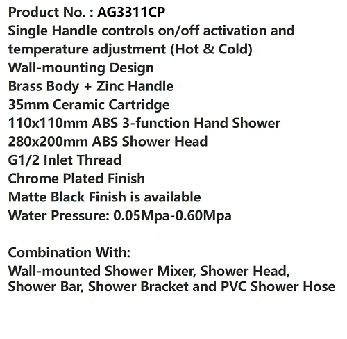 Душевая система ARROW AG3311CP хром Душевая система ARROW AG3311CP хром