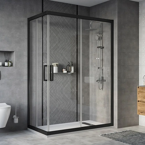 Душевой уголок STWORKI Карлстад 140x80 см профиль черный матовый 466722 Душевой уголок STWORKI Карлстад 140x80 см профиль черный матовый 466722