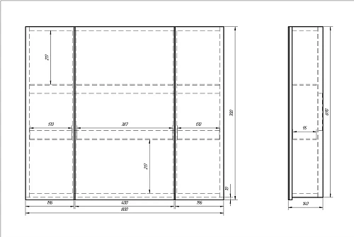 Зеркальный шкаф DREJA ALMI, 80 см, 3 дверцы, 6 стеклянных полок, белый 99.9011 Зеркальный шкаф DREJA ALMI, 80 см, 3 дверцы, 6 стеклянных полок, белый 99.9011