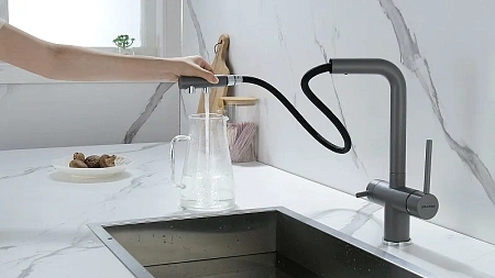 Смеситель для кухни Paulmark SERPENTINE серый металлик Se213222-GRM Смеситель для кухни Paulmark SERPENTINE серый металлик Se213222-GRM