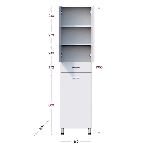 Шкаф-пенал Onika Модерн 46 см 404601 напольный, белый, универсальный Шкаф-пенал Onika Модерн 46 см 404601 напольный, белый, универсальный