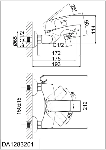 Смеситель для ванны D&K Feuerbach Rhein DA1283201 Смеситель для ванны D&K Feuerbach Rhein DA1283201