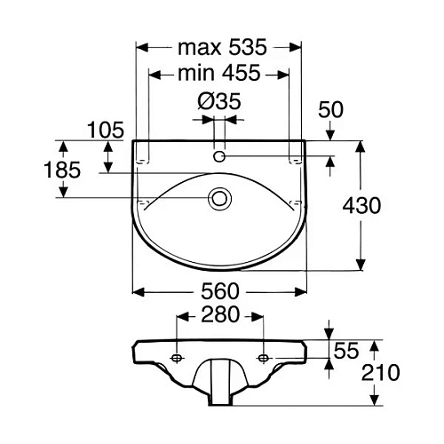 Раковина Gustavsberg Basic 590-2, GB1059026101, 56x43 см Раковина Gustavsberg Basic 590-2, GB1059026101, 56x43 см