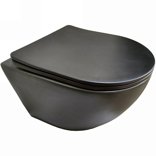 Унитаз подвесной Ceruttispa SELLA Aria MB CT9160 безободковый черный матовый, сиденье микролифт Унитаз подвесной Ceruttispa SELLA Aria MB CT9160 безободковый черный матовый, сиденье микролифт