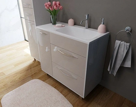 Тумба с раковиной Эстет Barcelona 90 R напольная 2 ящика 1 дверь белая ФР-00003583 Тумба с раковиной Эстет Barcelona 90 R напольная 2 ящика 1 дверь белая ФР-00003583