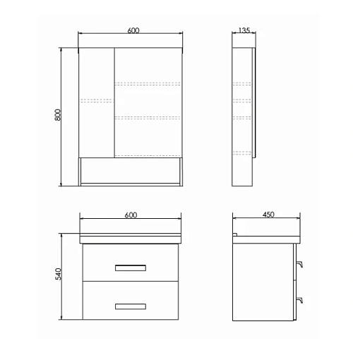 Зеркальный шкаф Comforty Парма-60 00004143488 дуб дымчатый Зеркальный шкаф Comforty Парма-60 00004143488 дуб дымчатый