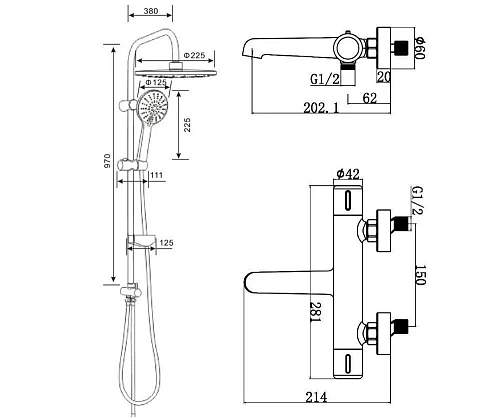 Душевая система Agger Thermo A2493500 термостат с изливом, хром Душевая система Agger Thermo A2493500 термостат с изливом, хром