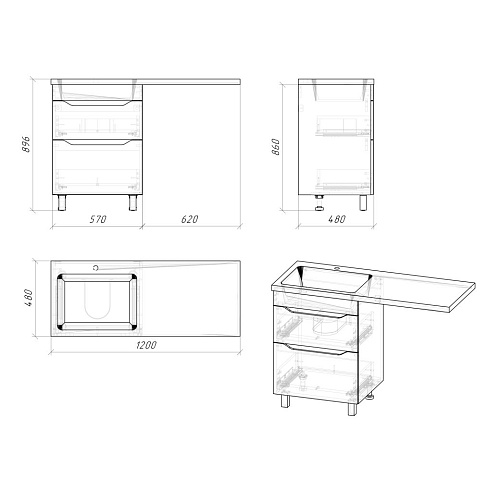 Тумба под раковину GROSSMAN ВИЛАР-60 под стиральную машину белая (ум. Камилла-120) напольная 126011 Тумба под раковину GROSSMAN ВИЛАР-60 под стиральную машину белая (ум. Камилла-120) напольная 126011
