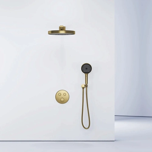 Душевая система Sancos Space SC3006BG встраиваемый с термостатом, брашированное золото Душевая система Sancos Space SC3006BG встраиваемый с термостатом, брашированное золото