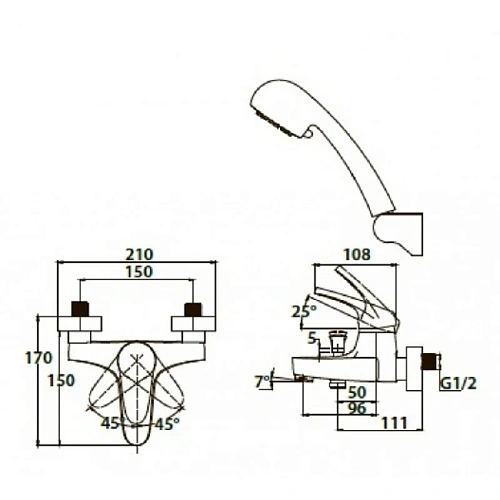 Комплект смесителей Kaiser 5500К (55011+55022+СТОЙКА KS-110) с душевым гарнитуром Комплект смесителей Kaiser 5500К (55011+55022+СТОЙКА KS-110) с душевым гарнитуром