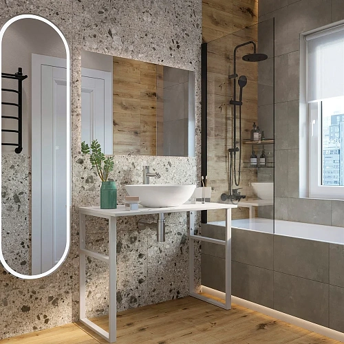 Комплект мебели DIWO Элиста 100 белый мрамор, с раковиной Moduo 55 Leaf 555465 Комплект мебели DIWO Элиста 100 белый мрамор, с раковиной Moduo 55 Leaf 555465