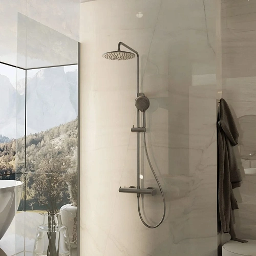 Душевая система Vincea Rondo VSFS-1R0GM без излива, вороненая сталь Душевая система Vincea Rondo VSFS-1R0GM без излива, вороненая сталь