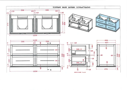 Тумба под раковину CEZARES TIFFANY 54956 Blu petrolio 600x460 подвесная Тумба под раковину CEZARES TIFFANY 54956 Blu petrolio 600x460 подвесная