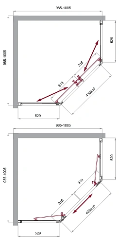 Душевой уголок BelBagno UNO-195-P-2-100-C-Cr 1000x1000 мм Душевой уголок BelBagno UNO-195-P-2-100-C-Cr 1000x1000 мм
