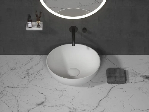 Раковина Boheme Corian 879-35 круглая матовая, Slim 35см 350x350x125 Раковина Boheme Corian 879-35 круглая матовая, Slim 35см 350x350x125