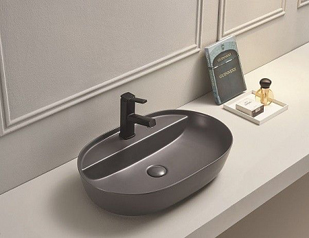 Раковина CeramaLux 78325XMDH накладная, серый матовый