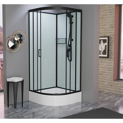 Душевая кабина Frank F409/1 М Black без крыши черный профиль матовое стекло 90x90 20063 Душевая кабина Frank F409/1 М Black без крыши черный профиль матовое стекло 90x90 20063