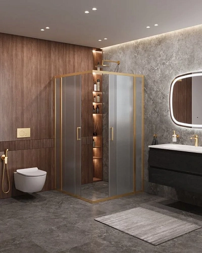 Душевой уголок CEZARES MOLVENO-A-22-90+20-P-BORO цвет профиля брашированное золото стекло рифленое 1100x1100 мм Душевой уголок CEZARES MOLVENO-A-22-90+20-P-BORO цвет профиля брашированное золото стекло рифленое 1100x1100 мм