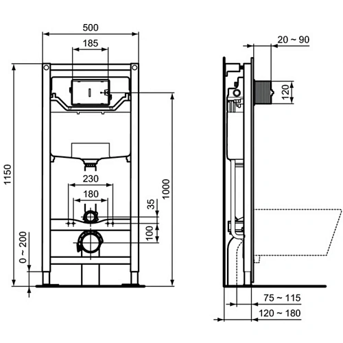 Комплект 4 в 1 Ideal Standard R031001 с подвесным унитазом CONNECT AIR AquaBlade E005401, сиденьем C Комплект 4 в 1 Ideal Standard R031001 с подвесным унитазом CONNECT AIR AquaBlade E005401, сиденьем C