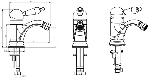 Смеситель для биде Boheme Tradizionale Oro 286 Смеситель для биде Boheme Tradizionale Oro 286