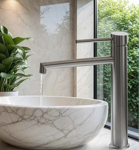 Смеситель для раковины BOCH MANN STELLA BN BM10437 из нержавеющей стали матовый никель Смеситель для раковины BOCH MANN STELLA BN BM10437 из нержавеющей стали матовый никель