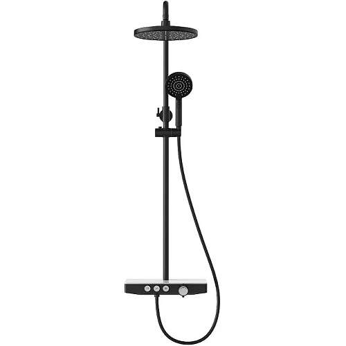Душевая система BERGES MORANS 075002 с изливом и термостатом, черный матовый Душевая система BERGES MORANS 075002 с изливом и термостатом, черный матовый