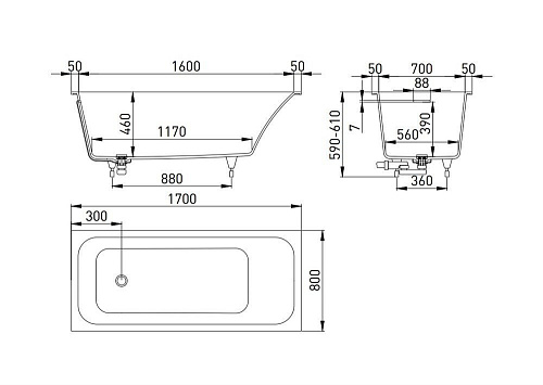 Ванна из искусственного камня Salini ORLANDO KIT 170х80 102116MN Ванна из искусственного камня Salini ORLANDO KIT 170х80 102116MN