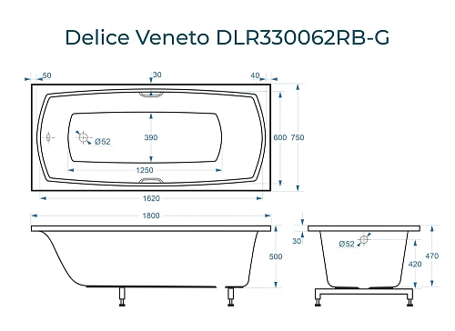 Ванна из искусственного камня Delice Veneto 180х75 DLR330062RB-G глянцевая с черными ручками Ванна из искусственного камня Delice Veneto 180х75 DLR330062RB-G глянцевая с черными ручками