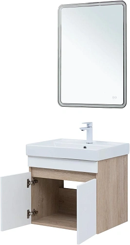 Тумба под раковину Aquanet Оптима 60 00344799 дуб светлый/белый сатин Тумба под раковину Aquanet Оптима 60 00344799 дуб светлый/белый сатин