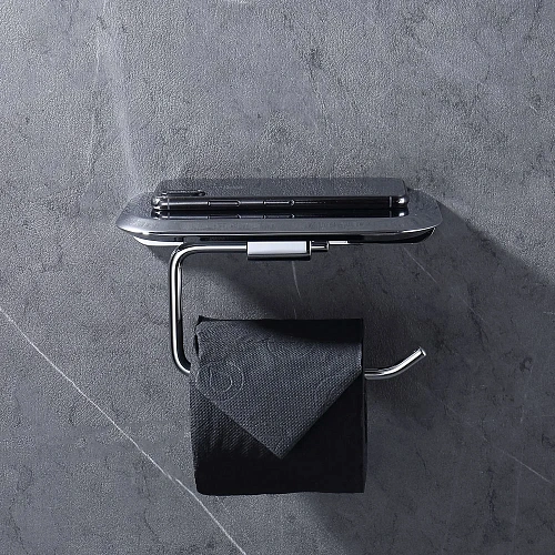 Держатель туалетной бумаги ABBER Nord AA1530 с полкой для телефона хром Держатель туалетной бумаги ABBER Nord AA1530 с полкой для телефона хром